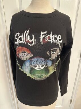 Sally Face Black Graphic Crewneck Sweatshirt